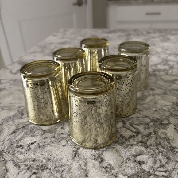 Mercury Glass Light Gold Tealight Candle Holder Set of 6 Home Decor Centerpiece - Picture 3 of 6